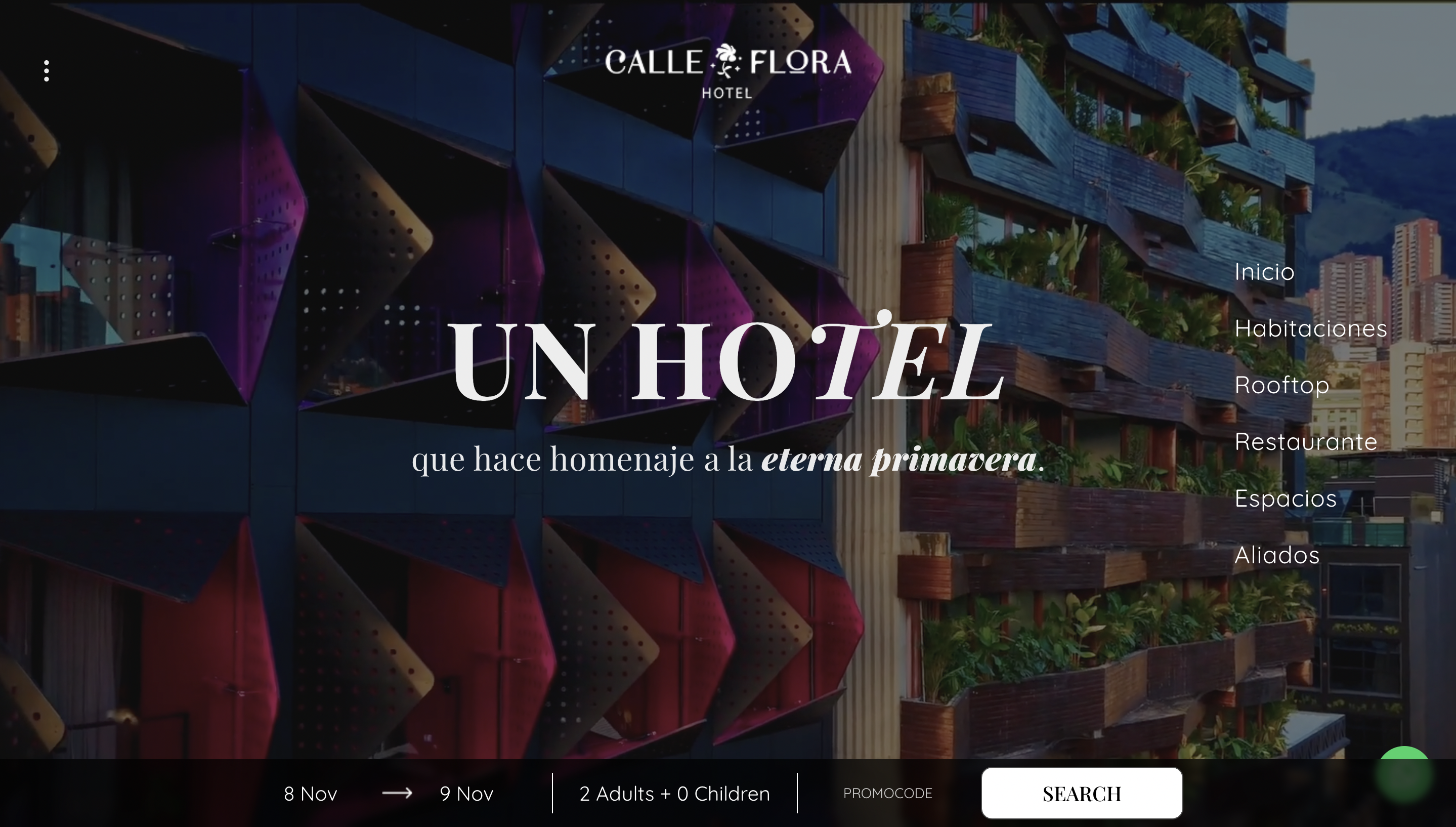 Calle Flora Hotel - Página web elegante para hotel en Cartagena. Inclu