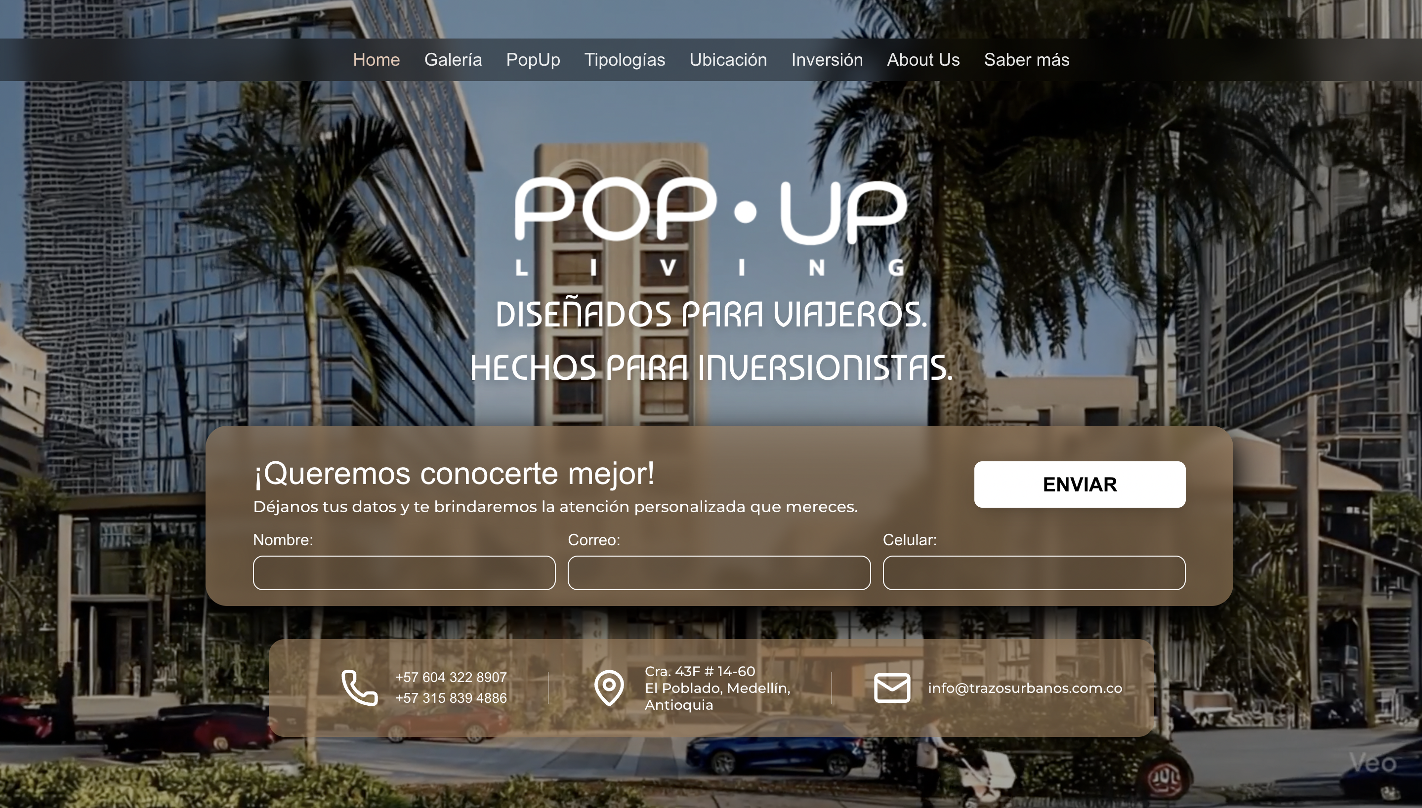 Popup Barranquilla - Sitio web para espacio de eventos y coworking en B